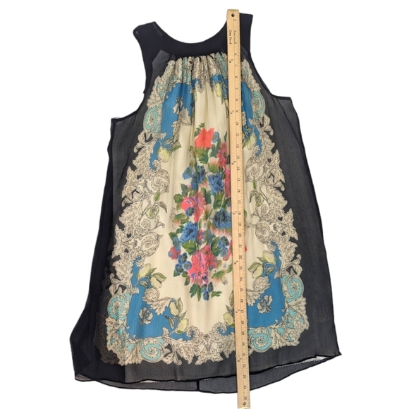 Anthropologie Moulinette Soeurs Silk Trapeze Swing Dress Womens 2 Floral Black - Picture 12 of 16